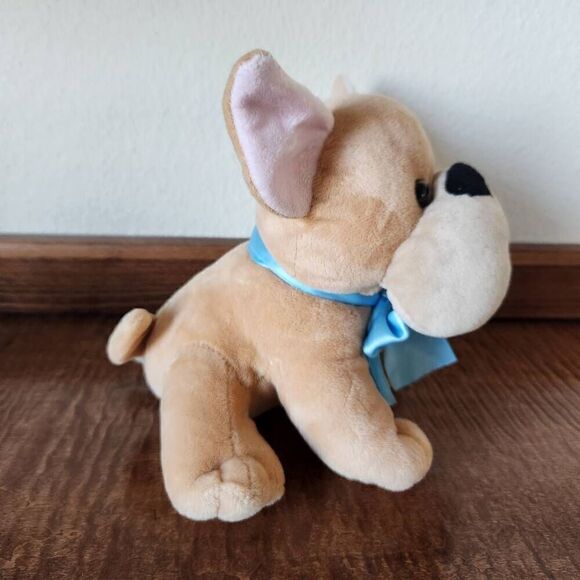 Burton & Burton boxer puppy dog plush toy tan blue ribbon 7" - Picture 2 of 5